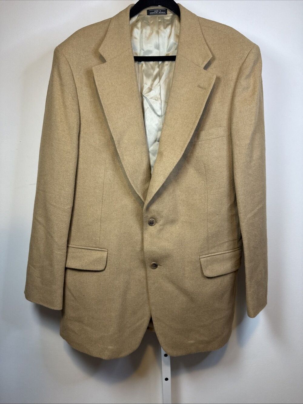 Men’s Jacket Tan 100% Camel Hair Wool Brushed Blazer Sport Coat 44L Macy’s
